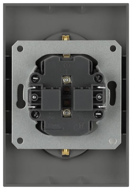 Розетка Эра Arktik 16-2105-06 двойная с заземлением 2X2P+E Schuko со шторками 16А-250В графит Б0070459