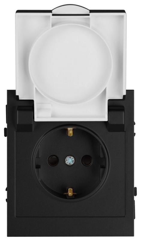 Розетка Эра Arktik 16-2103-05 с заземлением 2P+E Schuko со шторками с крышкой 16А-250В антрацит Б0070438
