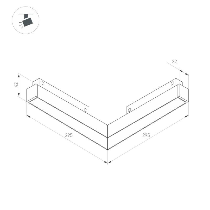 Трековый магнитный светильник Arlight MAG-ORIENT-FLAT-ANGLE-L295-18W Day4000 (BK, 100 deg, 48V) (IP20 Металл) 058209