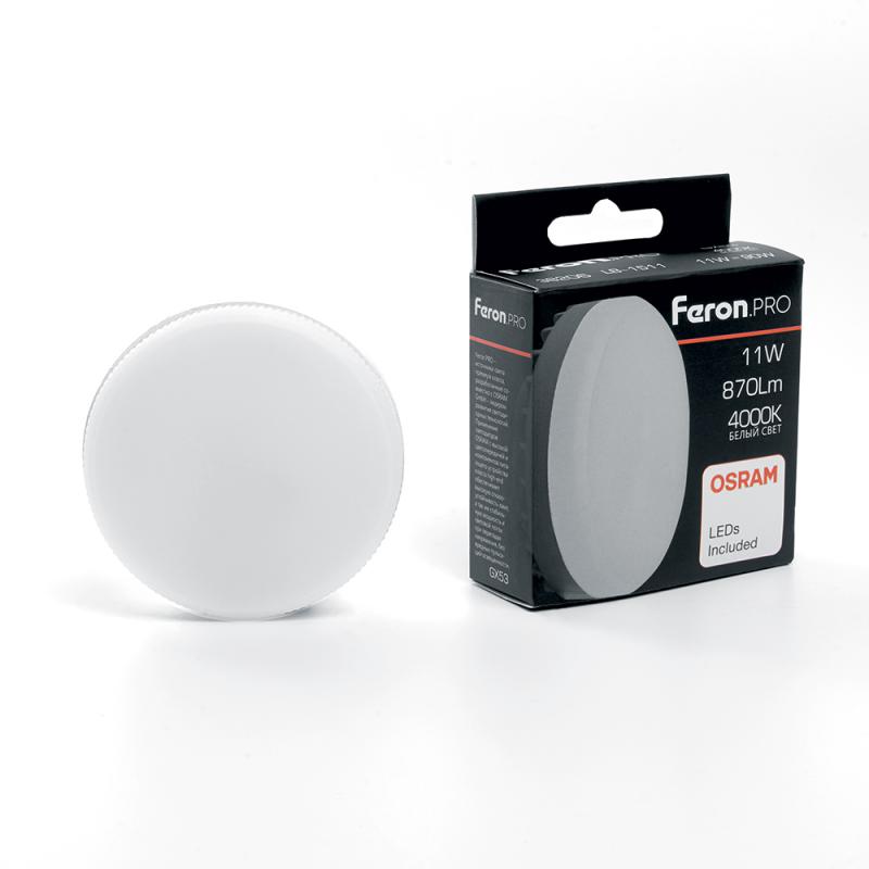 Лампа светодиодная Feron GX53 11W 4000K таблетка LB-1511 38206