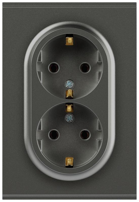 Розетка Эра Arktik 16-2105-06 двойная с заземлением 2X2P+E Schuko со шторками 16А-250В графит Б0070459