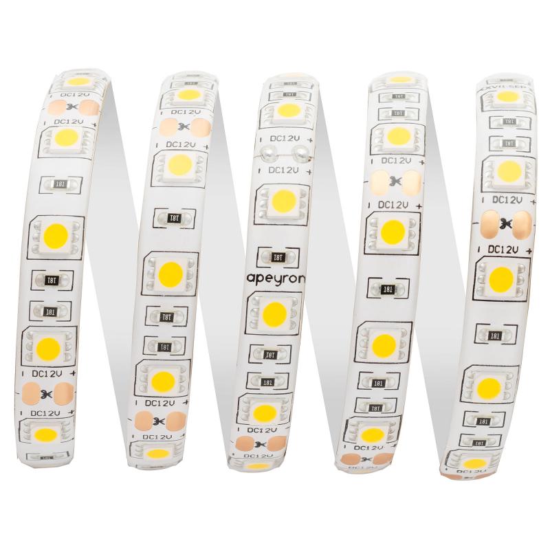Светодиодная лента Apeyron 12В СТ 14,4Вт/м smd5050 60д/м IP65 700Лм/м 5м 4000К 00-144