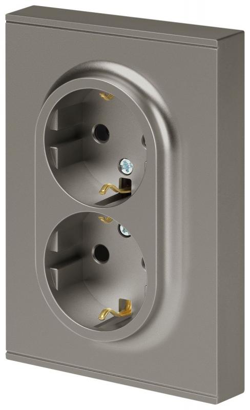 Розетка Эра Arktik 16-2104-07 двойная с заземлением 2X2P+E Schuko 16А-250В титан Б0070450
