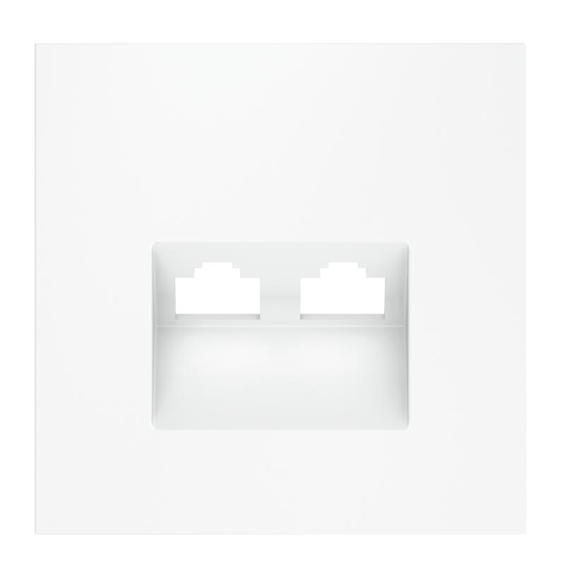 Накладка для розетки компьютерной двойной RJ45+RJ45 кат.6, S70 (белый матовый)