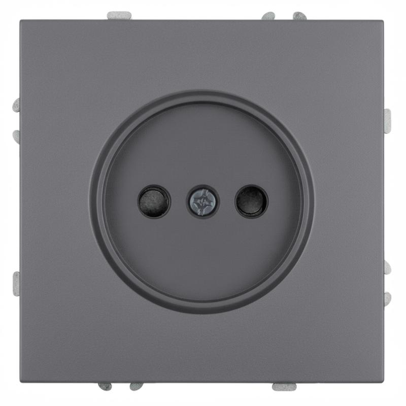 Розетка 1-местная с з/ш б/з (механизм) СЗК Stekker Эмили 250В 16А RST16-5109-10ZK платиново-серый soft touch 50242