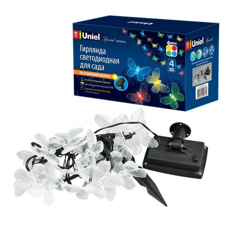 Гирлянда на солнечных батареях (UL-00006557) Uniel Бабочки USL-S-129/PT4000 Butterflies